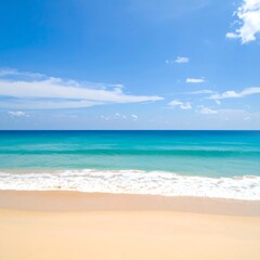 Fototapeta premium Blurry beach scene with a clear sky