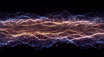 Abstract digital wave pattern data visualization on black background