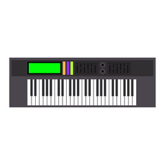 Modern electronic musical keyboard with green display and colorful buttons