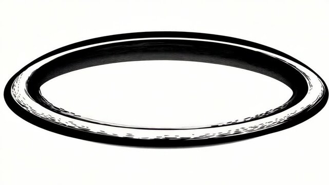 Hand-drawn black oval frame with sketchy textured lines, rough graphic style, on a plain white background. Concept of border or highlight