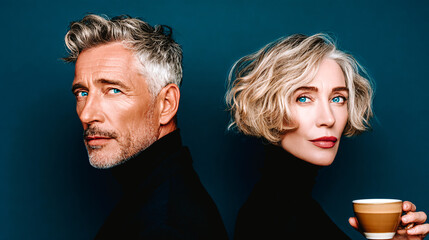 Homme et femme mature dos à dos