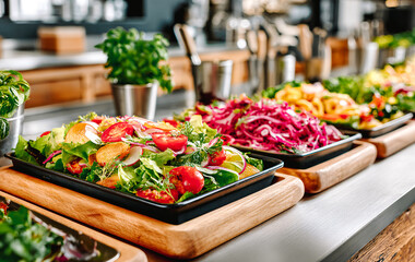 Buffet avec plats de crudités