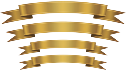 Stunning collection of elegant gold banners and ribbons, perfect for award ceremonies, luxury branding, and celebratory announcements.