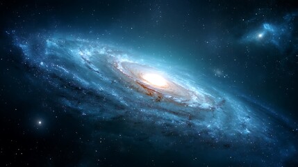 Fototapeta premium Bright blue spiral Galaxy isolated on the black background 