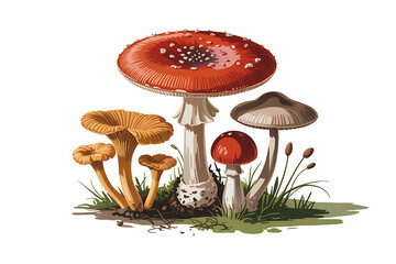 Seamless pattern with different mushrooms,  Mushrooms Botanical | Men's T-Shirt Regular 