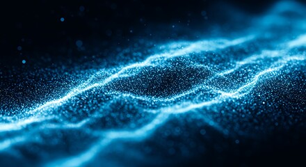 Abstract flowing blue particles on a dark background for design elements