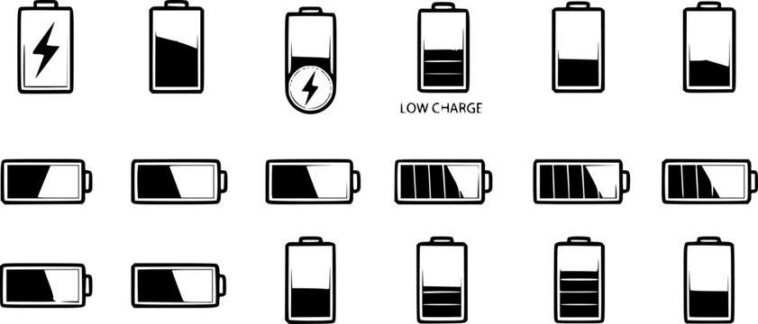 Premium set of battery line icons.