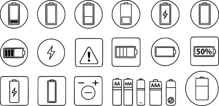 Premium set of battery line icons.
