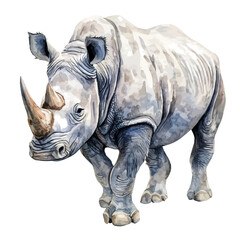 Fototapeta premium watercolor vector of Rhinoceros, isolated on a white background.