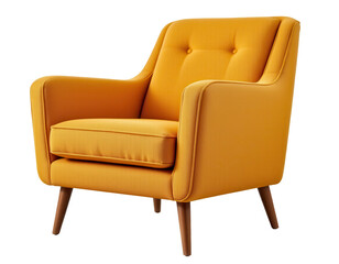 Stylish Orange Armchair with Smooth Upholstery and Wooden Legs