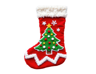 Colorful Christmas Stocking with Tree and Snowflakes Design