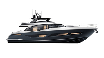 Luxury motor yacht gleaming in the sun, promising adventure and ocean exploration with sleek modern design