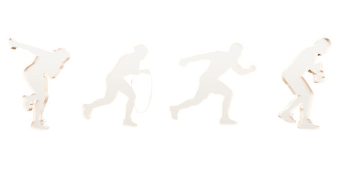 Transparent glass human running, multiple poses on transparent background