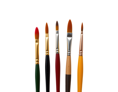 Colorful Paint Brushes in a Row for Artistic Creativity and Crafting