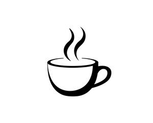 Obraz premium Minimalist black and white coffee cup with steam graphic simple design vector