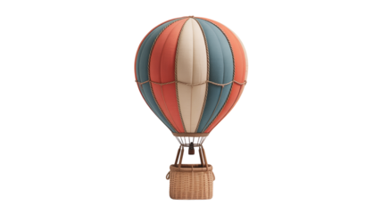 Vintage charm hot air balloon with red, white, and blue stripes evokes adventure and whimsical travel dreams