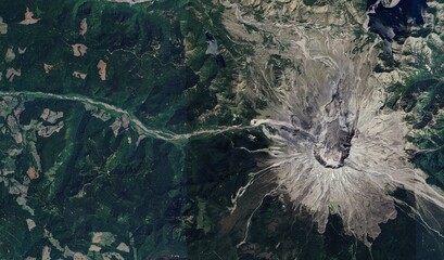 Mount St. Helens, USA: High-Resolution Aerial View of the Eruption Crater and Blast Zone