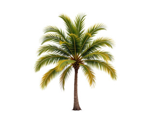 Lush Green Palm Tree with Vibrant Leaves Isolated on Transparent background