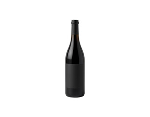 Elegant Black Wine Bottle with Blank Label Isolated on Transparent background
