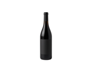 Elegant Black Wine Bottle with Blank Label Isolated on Transparent background