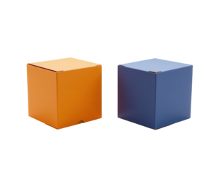 Colorful Orange and Blue Boxes Isolated on a Transparent background