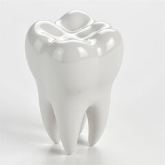 Bright, clean, and healthy human molar tooth with a glossy finish
