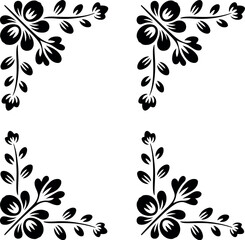 Floral corner ornaments decorative elements vintage style black vector