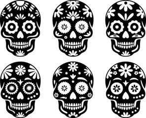Day of the dead sugar skull illustrations vector