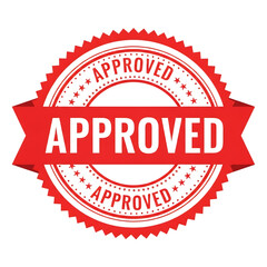 Obraz premium Red approved stamp isolated on transparent background