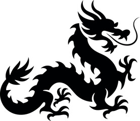 Mythical black chinese dragon silhouette majestic asian legend art vector