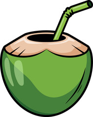 Tropical coconut drink refreshing beverage with straw vector