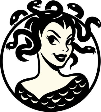  Vintage Medusa Gorgon Logo in Classic 1930s Style.