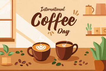 International Coffee Day Poster Illustration