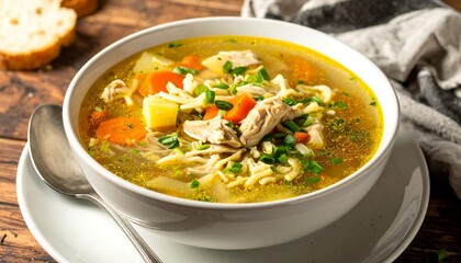 Bowl of hearty chicken noodle soup