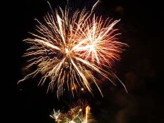 impressive explosion of fireworks filling the sky with colors fun party