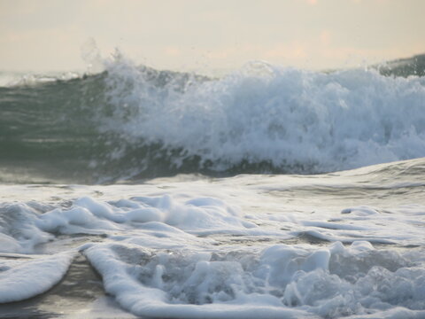 summer beach vacation waves sea water salty huge foam