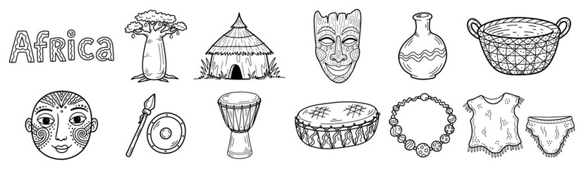 A Collection of Traditional African Icons and Symbols