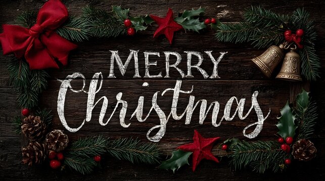 Elegant Christmas greeting card featuring cheerful message and festive decorations