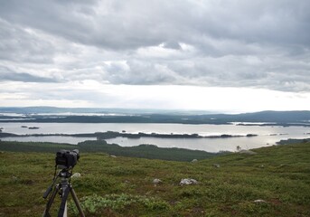 View above mountains Arjeplog in September