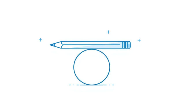 Minimal Pencil Balanced on Circle Icon for Design Stability - Powered by Adobe