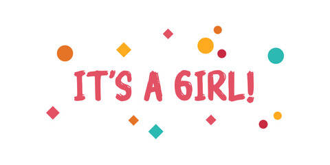 Card template with a multi-colored inscription. Vector illustration for gender reveal party