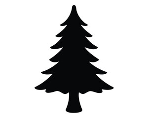 Obraz premium Simple Black Silhouette Illustration of a Stylized Christmas Tree Decoration