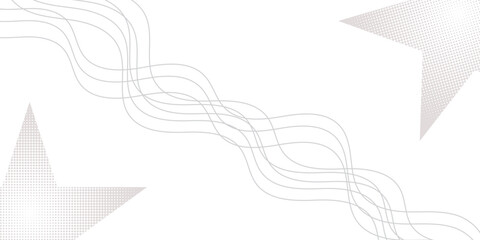 Abstract Wavy Line Background with Halftone Star Shapes – Minimalist Gray Pattern Design