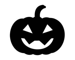 Black silhouette of a Jack O'Lantern on white background for Halloween