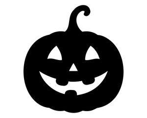 Fototapeta premium Black Halloween Jacko'Lantern Pumpkin Silhouette with a Friendly Smiling Face