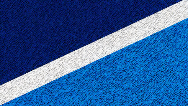 Deep blue and bright blue textured surface divided by white stripe diagonal