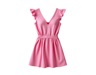 Stylish Pink Dress with Ruffled Sleeves and Flattering Cut