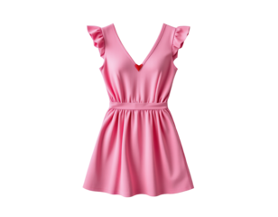 Stylish Pink Dress with Ruffled Sleeves and Flattering Cut