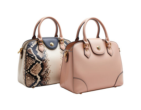 Stylish Handbags with Python Print and Smooth Leather Finish