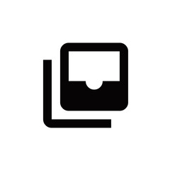 Icon representing a layered document or a file, commonly used for various digital applications.
